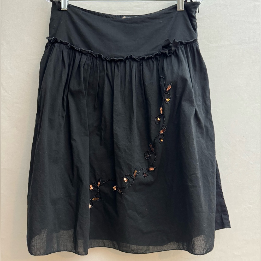 Black SequinTiny Beaded Floral Double Layered Full Fairy WhimsiGoth 100% Cottonn